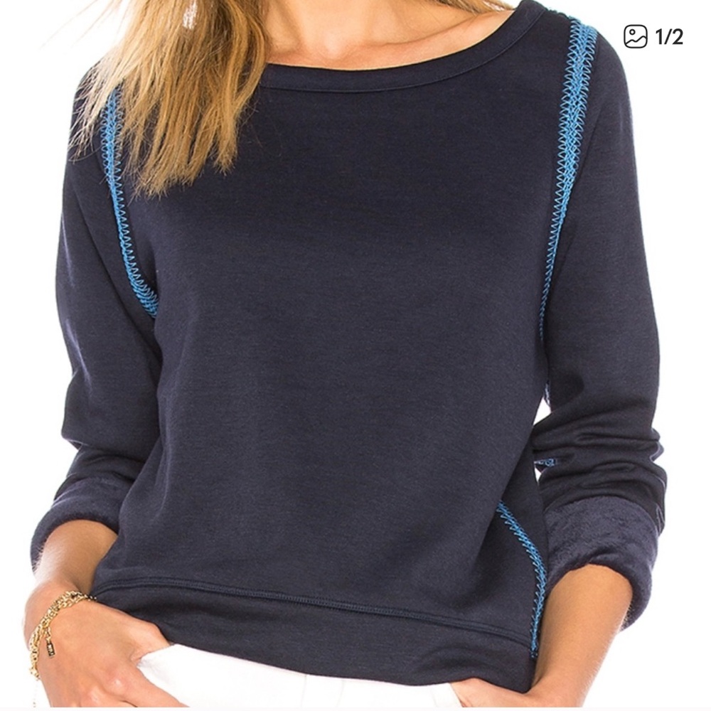 Maaji activewear Dark Blue Sweater with Light Blue Stitching size M